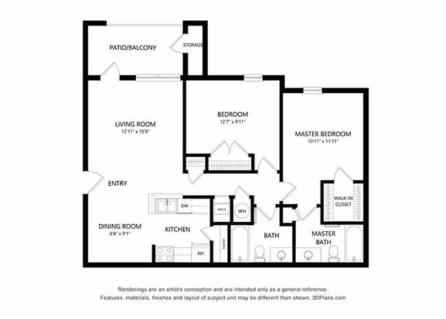 2 Beds • 2 Bath 05306 floor plan